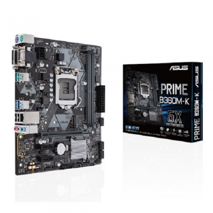 Asus Prime B360M-K Intel 8th Gen Coffee Lake B360 LGA 1151 USB 3.1 GEN 2 DDR4 DVI VGA M.2 with LED Lighting Gaming Micro ATX Motherboard
